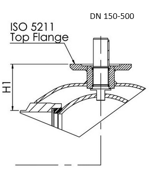 Кран газовый Навал сварка DN 150-500 - схема Кран газовый Навал сварка DN 150-500 - схема