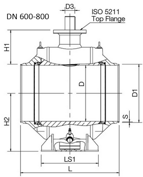 Кран газовый Навал сварка DN 600-800 - схема Кран газовый Навал сварка DN 600-800 - схема