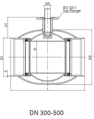 Газовые краны Навал сварка/сварка DN 300-500 - схема