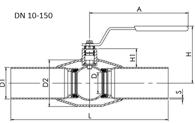 Кран Навал нержавейка приварной DN 10-150 схема