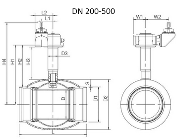 Кран Навал подземный сварка/сварка с редуктором стандартнопроходной DN 200-500 - схема Кран Навал подземный сварка/сварка с редуктором стандартнопроходной DN 200-500 - схема